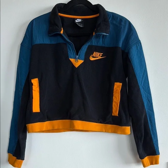 Nike Black and Blue Quarter-Zip with Orange Highlights - Picture 2 of 5